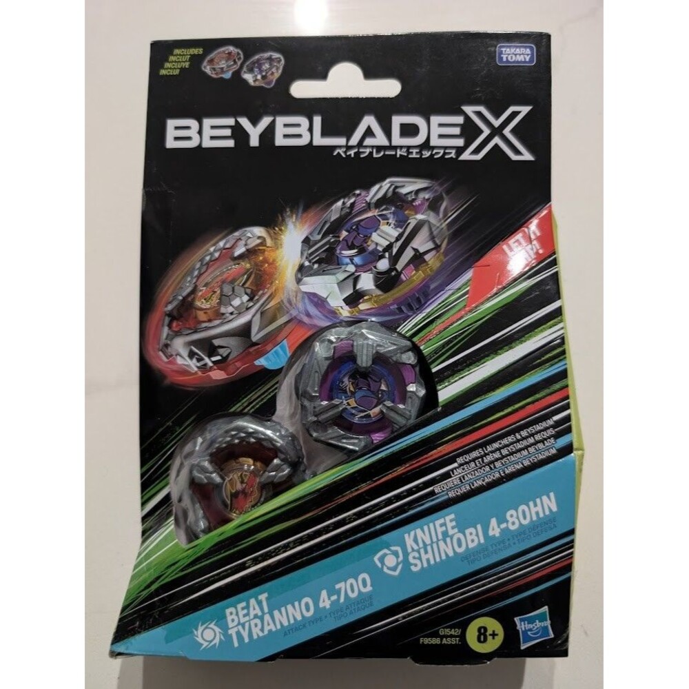 Hasbro Beyblade X Beat Tyranno 4-70Q Knife Shinobi 4-80HN Dual Pack Top Set